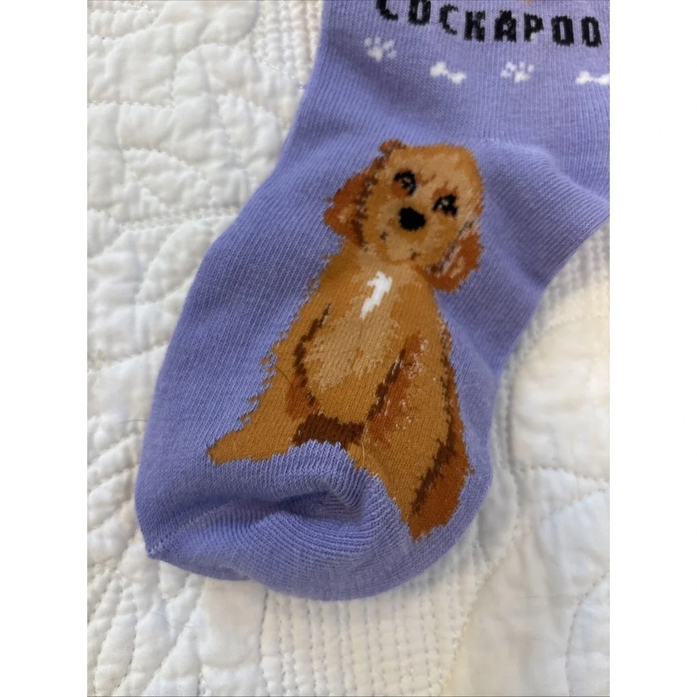 Foozy's Canine Collection Cockapoo‎ Socks Women SZ 9-11 Purple Poly Blend New